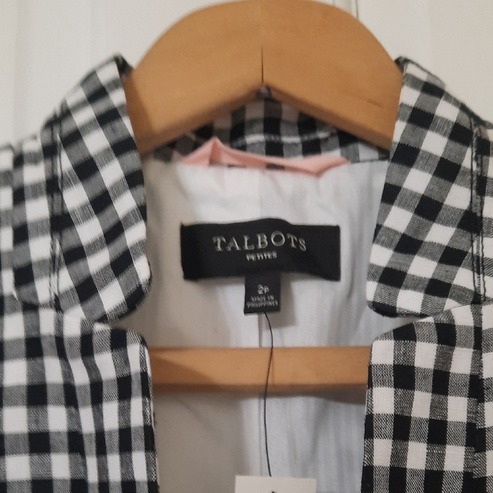 Talbots Classic Black and White Gingham Blazer - Picture 8 of 14
